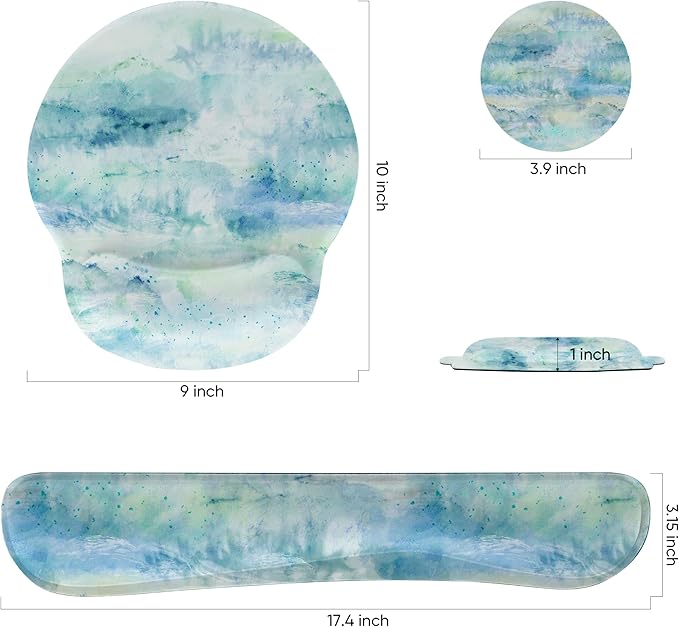 Ergonomic Keyboard Mouse Pad Wrist Rest Support Set for Laptop/Computer/Desktop,Memory Foam Hand Rest Wrist Cushion for Gaming/Office,Lightweight Comfortable & Pain Relief (Landscape Painting)