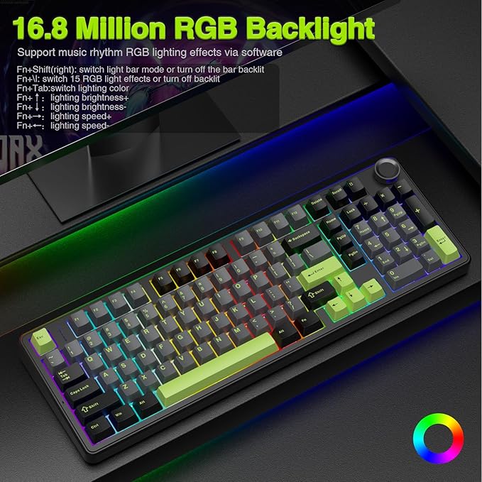 AULA F99 Pro Wireless Mechanical Keyboard with Knob,Tri-Mode BT5.0/USB-C/2.4GHz Hot Swappable Custom Keyboard,Pre-lubed Linear Switches,RGB Backlit Computer Gaming Keyboards