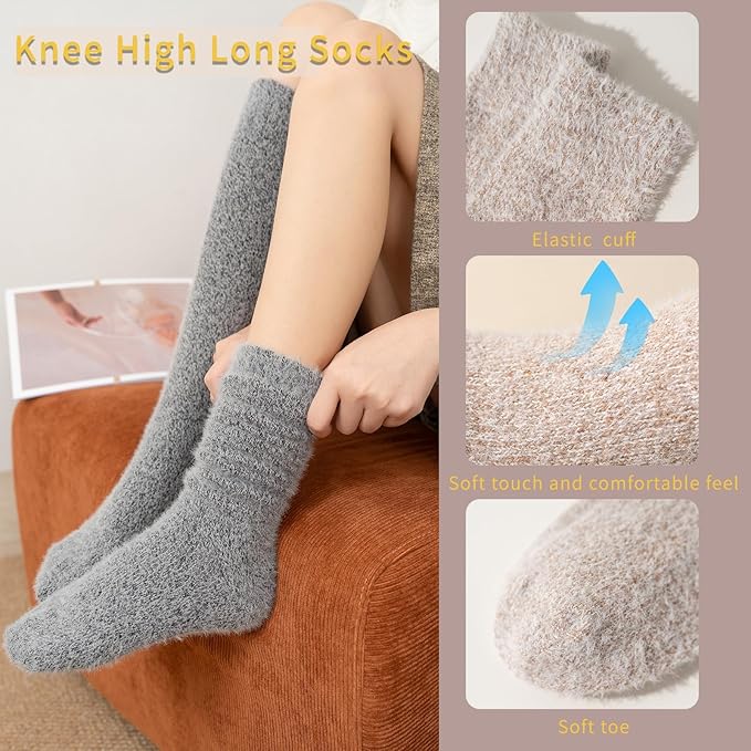 5 Pairs Fuzzy Soft Cozy Comfortable Socks for Women, Casual Sleep Comfy Socks, Perfect Warm Winter Gifts for Women