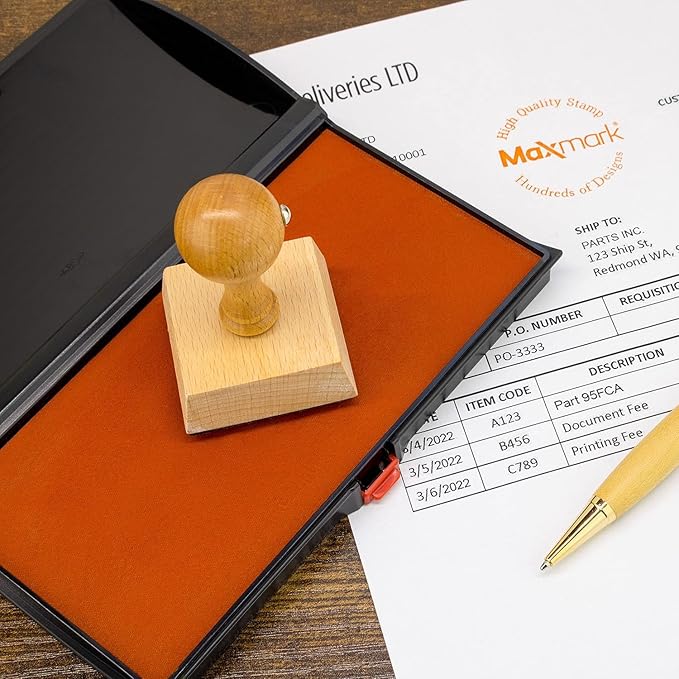 Large Premium Orange Ink Stamp Pad - 3" by 6" - Quality Felt Pad - Case with Closing snap