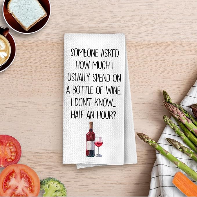 Funny Wine Kitchen Towels 16x24 Inch, Wine Lovers Women Gifts Dish Tea Bar Towel for Kitchen Bar Cart Decor, Gifts for Alcohol Lovers Decorative Hand Towels