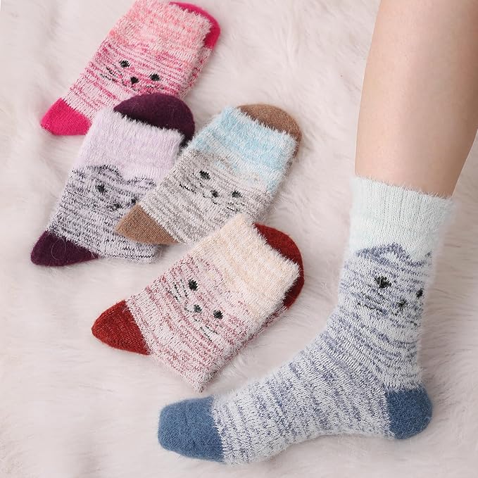 5 Pairs Fuzzy Soft Cozy Comfortable Socks for Women, Casual Sleep Comfy Socks, Perfect Warm Winter Gifts for Women