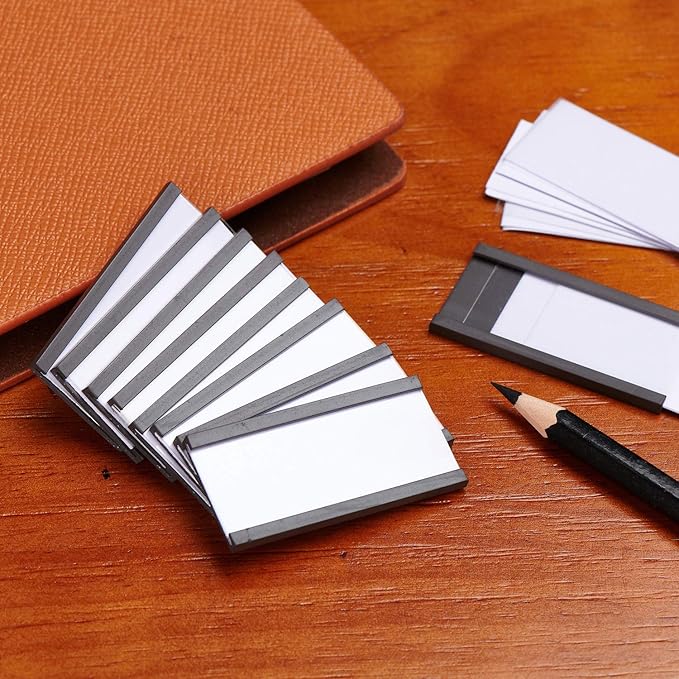 Eeoyu Magnetic Label Holders with Magnets Magnetic Data Card Holders with Clear Plastic Protectors for Metal Shelf, Whiteboard, Set of 50 (1 x 2 Inch)