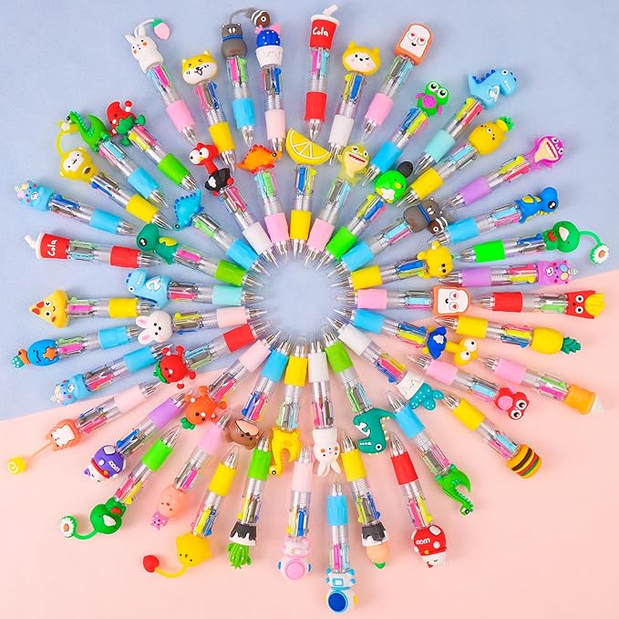 CZWZ 200Pcs Mini Multicolor Pens in One 4-in-1 Cute Pens Bulk for Kids, Ballpoint Pen for Birthdays and Children's Parties, Fun Gifts Assorted Ink Kawaii Pen