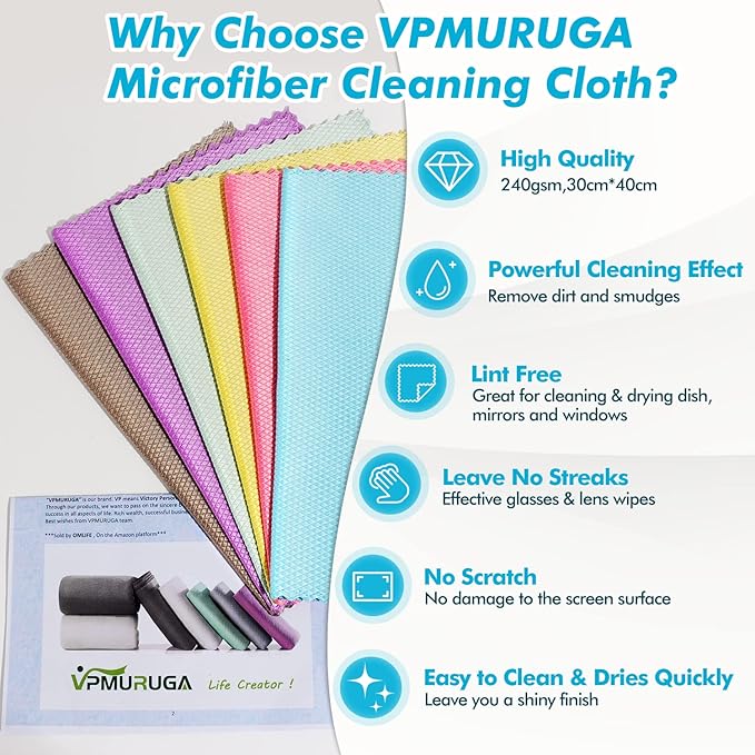 Easy Clean Fish Scale Nanoscale Dish Cloths,Streak Free Miracle Microfiber Cleaning Cloths for Kitchen,Counter,Washing Dish,Window,Mirror,Glass Lint Free Polishing Rag,All-Purpose,Reusable,Pack of 24