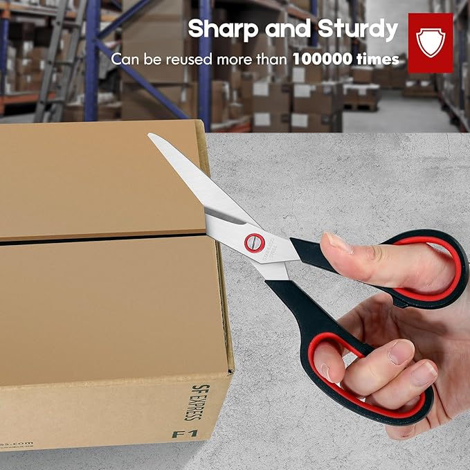 Scissors Bulk black 6-Pack, All Purpose Stainless Steel Sharp Scissors for Office Home General Use Craft Supplies, High/Middle School Classroom Class Older Kids Set, Right/Left