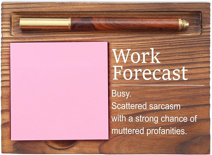 Work Forecast Sticky Note Holder, Funny Office Desk Organizer, Sarcastic Work Gift for Coworkers, Boss, Employees, Self-Stick Note Pad Holders EDP125