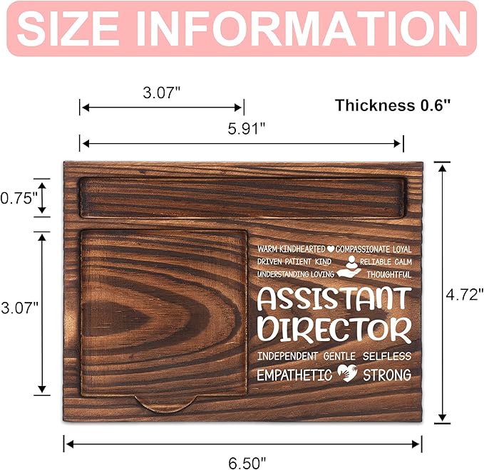 Assistant Director Appreciation Gifts, Thank You Gift for Assistant Director, Operations Office Coworkers Staff Appreciation Gifts, Sticky Note Holder Wooden Notepad & Pen Holder 6.5" x 4.7" - FTA295