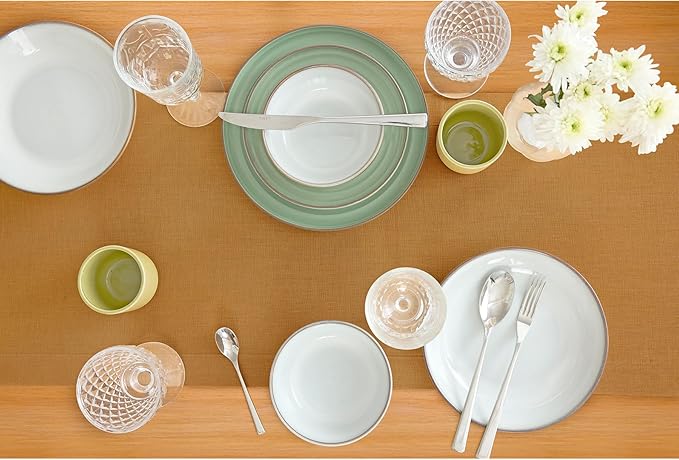 Solino Home Linen Caramel Table Runner 144 Inches Long - 100% Pure Linen Extra Long Table Runner 14 x 144 Inch for Fall, Autumn, Thanksgiving - Fete