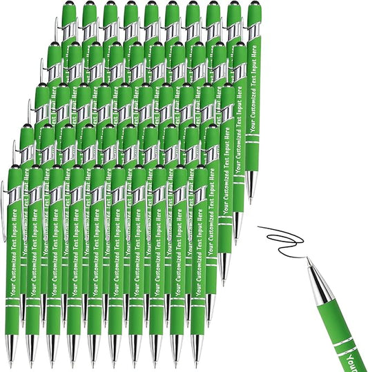 Personalized Ballpoint Pens, 100 Pcs, Custom Engraved with Name or Logo, Smooth Black Ink, Touch Tip Design, Ideal for Office, School, Gifts