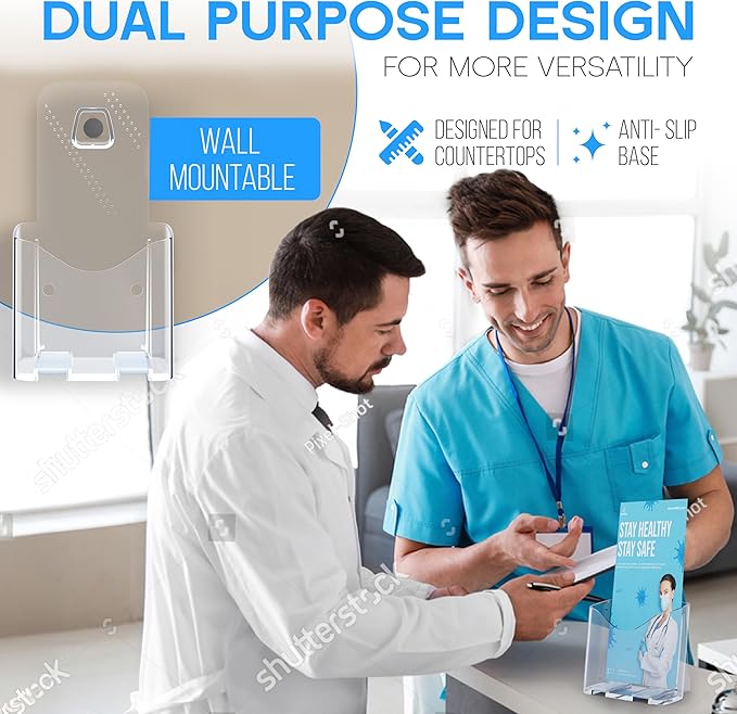 Acrylic Brochure Holder 4x9” (2-Pack) Clear Slant Back Display Stand for Flyers, Pamphlets, Table Signs, Menus, or Literature in Office, Store, Reception, or Home