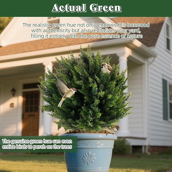 28inch Artificial Cedar Christmas Tree, Norfolk Pine Tree. 4 Sets Faux Cypress Topiary with Spikes Outdoor Christmas Tree Front Porch Decor, Fake Shrubs Planters, Christmas Pot Fillers Urn Filler