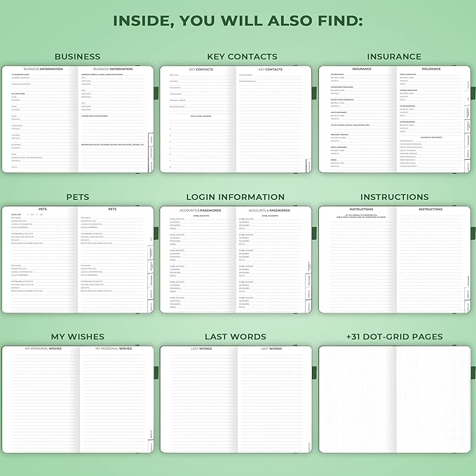 Clever Fox End of Life Planner – Final Arrangements Organizer for Beneficiary, Will Preparation, Last Wishes & Funeral Planning, A5 (Dark Green)
