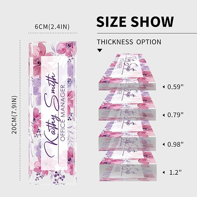 Personalized Name Plate for Desk, Custom Desk Name Plate, Acrylic Name Plate Office Desk Accessories, Personalized Office Gifts for Coworkers Teachers, Employee Appreciation Gifts (A-WaterColor4)