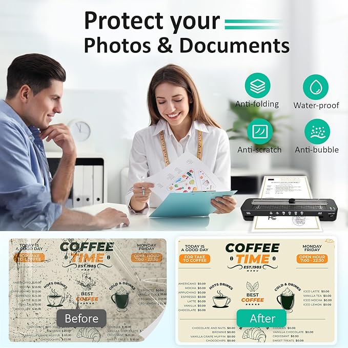 13 Inch Laminator Machine - 11x17 Laminator with 50 Sheets, Cold & Thermal, Built-in Paper Cutter & Corner Rounder, A3 Laminating Machine for Classroom Home School