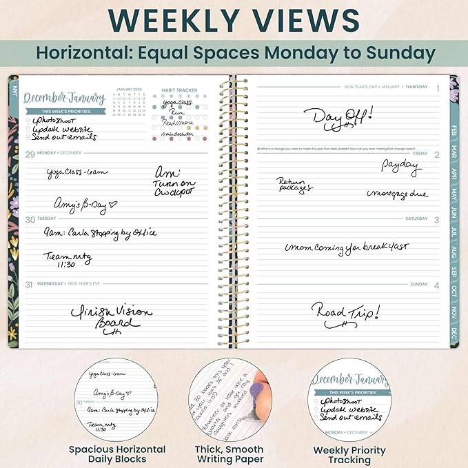 bloom daily planners 2026 Planner (January to December) - 8.5” x 11” Weekly & Monthly Dated Agenda Organizer Book with Stickers & Tabs - Flexible Soft Cover - Be Kind