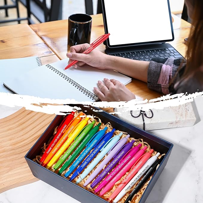 90 Pcs Ballpoint Appreciation Pen Inspirational Quotes Black Gel Ink Pens Bulk for Coworkers Employee Retractable Rolling Ballpoint Pens for Party Favors Thank You Gifts Supplies (Thank You)