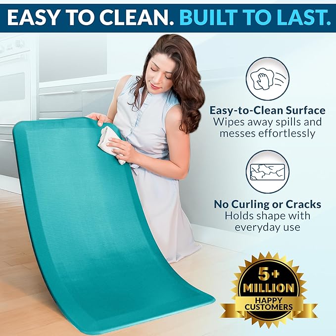 ComfiLife Anti Fatigue Floor Mat – 3/4 Inch Thick Perfect Kitchen Mat, Standing Desk Mat – Comfort at Home, Office, Garage – Durable – Stain Resistant – Non-Slip Bottom (20" x 39", Teal)