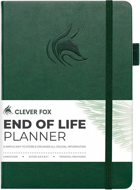 Clever Fox End of Life Planner – Final Arrangements Organizer for Beneficiary, Will Preparation, Last Wishes & Funeral Planning, A5 (Dark Green)