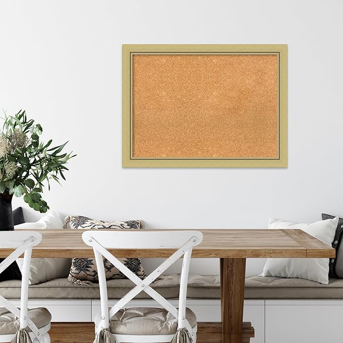 Amanti Art Natural Cork Board for Wall, 23x31 Vision Board with Gold Frame, Medium Corkboard Office Decor for Home Organization, Casual Corkboard Pinboard to display items for home organization