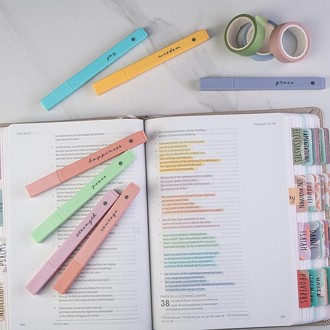 DIVERSEBEE Bible Highlighters with Soft Chisel Tip, 8 Pack Assorted Colors Pens No Bleed, Quick Dry Set, Cute Aesthetic Markers, Bible Study Journaling Supplies and Accessories (Pastel)