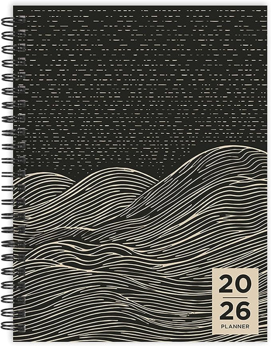TF Publishing 2026 Rolling Waves Medium Weekly Monthly Planner with 12-Month Calendar Grid, Goals and Task Trackers - Weekly Schedule Planner with Priority List Section and Stickers - 6.5in x 8in