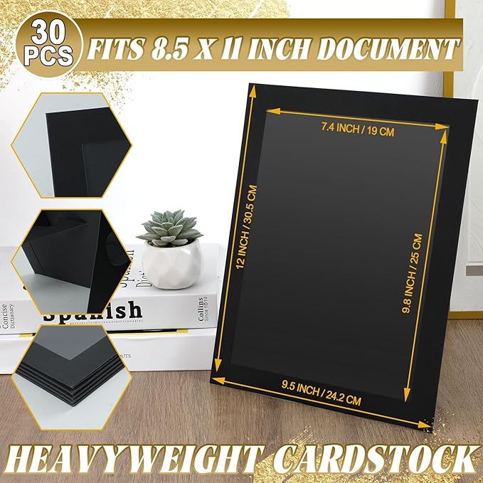 8.5 x 11 Paper Diploma Frame with High Definition PVC Window Paper Certificate Degree Document Holder Picture Photo Frames Display Gallery Wall Frame Art Frames for Tabletop and Wall Display(30,Black)