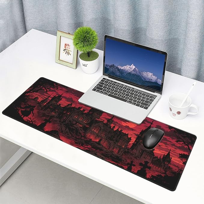 Gothic Desk Mat Large Gaming Mouse Pad Gothic Extended Mousepad Big in Laptop Computer Mouse Keyboard Mat for Office Desk Decor 31.5x12 in