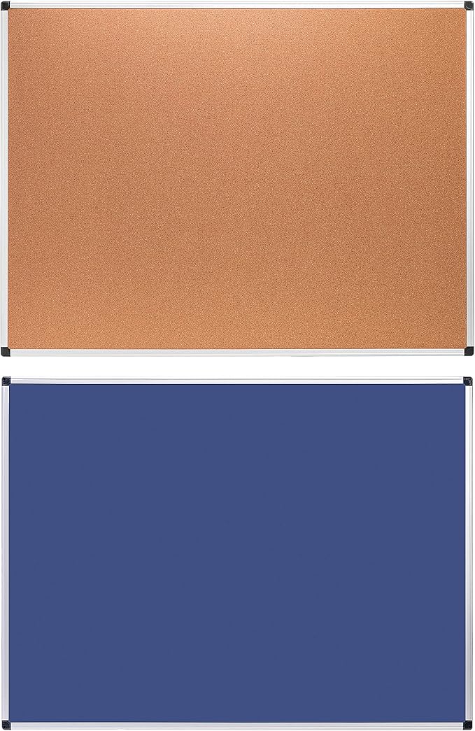 Amazon Basics Rectangular Bulletin Board, Cork Board for Wall, Vision Board for Classroom and Office, Aluminum Frame, 35" x 47", Brown