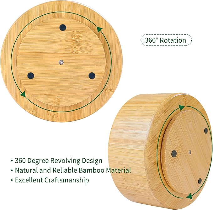 Utoplike Bamboo Rotating Art Supply Desk Organizer, Pencil Holder Organizer, Desktop Storage Caddy for Pen, Colored Pencil, Crayon, Paint Brushes, Art Studio&Office