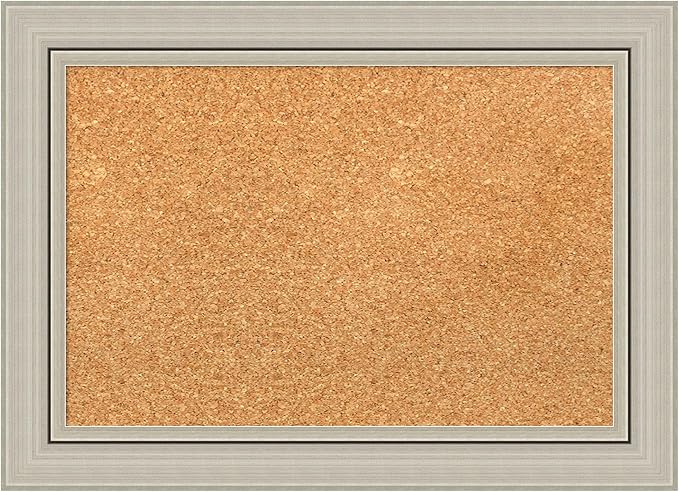 Amanti Art Natural Cork Board for Wall, 16x22 Vision Board with Silver Wood Frame, Small Corkboard Office Decor for Home Organization, Casual Corkboard Pinboard to Display Items for Home Organization
