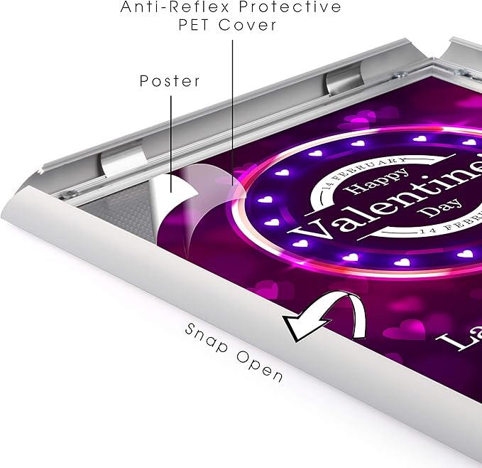 M&T Displays 8.5 x 11 Picture Frame, Front Loading Diploma Frame, Silver Color, 1" Profile Size, 50 Packs