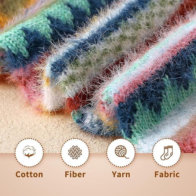 ICEIVY 5 Pair Fuzzy Cozy Socks for Women - Warm Comfy Soft Casual Home Sleep Winter Wool Socks - Gifts for Women