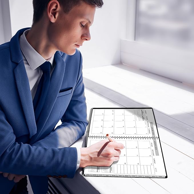 Ensight 2026 Appointment Book and Planner 8.5" x 11" Large Hourly Weekly Daily Schedule Book with Tabs, 15 Minute Time Slots, Black Calendar Organizer Jan 2026–Dec 2026 Appointment Planner - Black