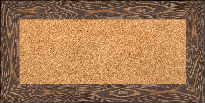 Amanti Art Natural Cork Board for Wall, 18x36 Vision Board with Brown Wood Frame, Medium Corkboard Office Decor for Home Organization, Country Rustic Corkboard Pinboard to Display Items for Home