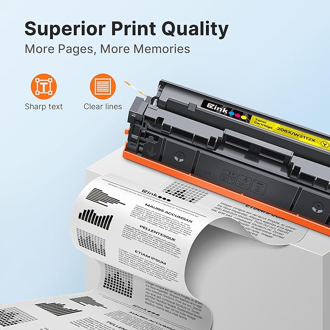 E-Z Ink 206X Toner Cartridges 4 Pack High Yield Compatible for HP 206X 206A W2110X W2110A to Use with HP Color Laserjet Pro MFP M283fdw M283cdw M283fdn M282nw M255dw M255nw M283 (with Chip -B/C/Y/M)