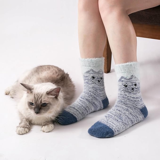 5 Pairs Fuzzy Soft Cozy Comfortable Socks for Women, Casual Sleep Comfy Socks, Perfect Warm Winter Gifts for Women