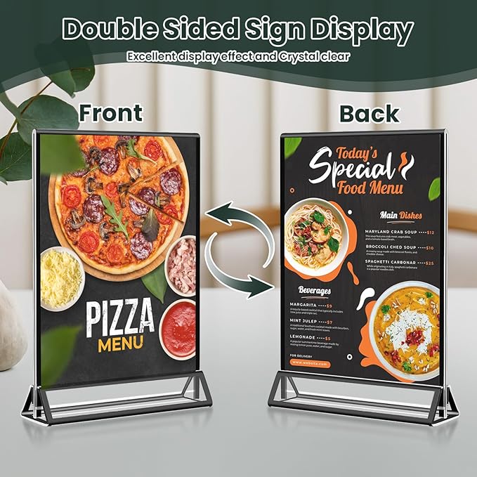 15 Pack Acrylic Sign Holder 4x6, Wedding Black Frame Table Number Holders Vertical, Clear Picture Frames Flyer Stands Tables Menu Holder, Double Photo Paper Display Holder for Party, Home, Office