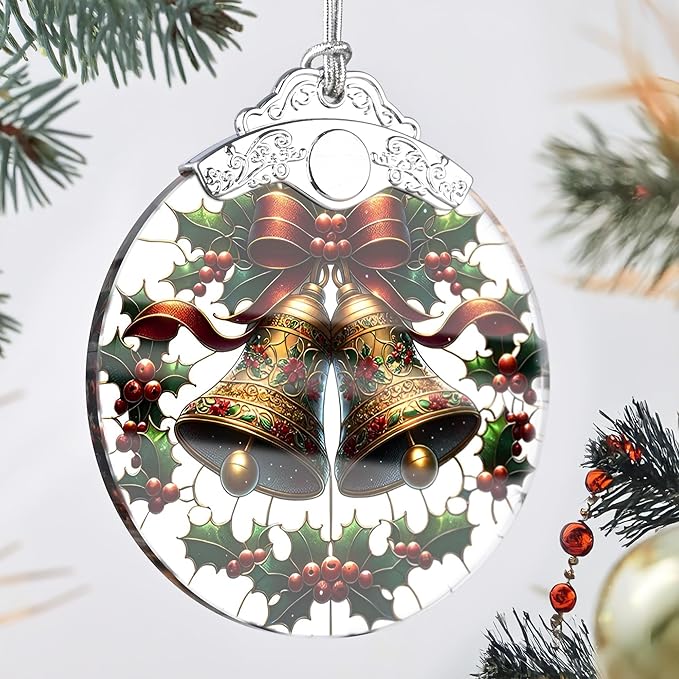 Stained Glass Bell Ornament - Christmas Tree Decorations, Ornaments for Tree, Holiday Gifts