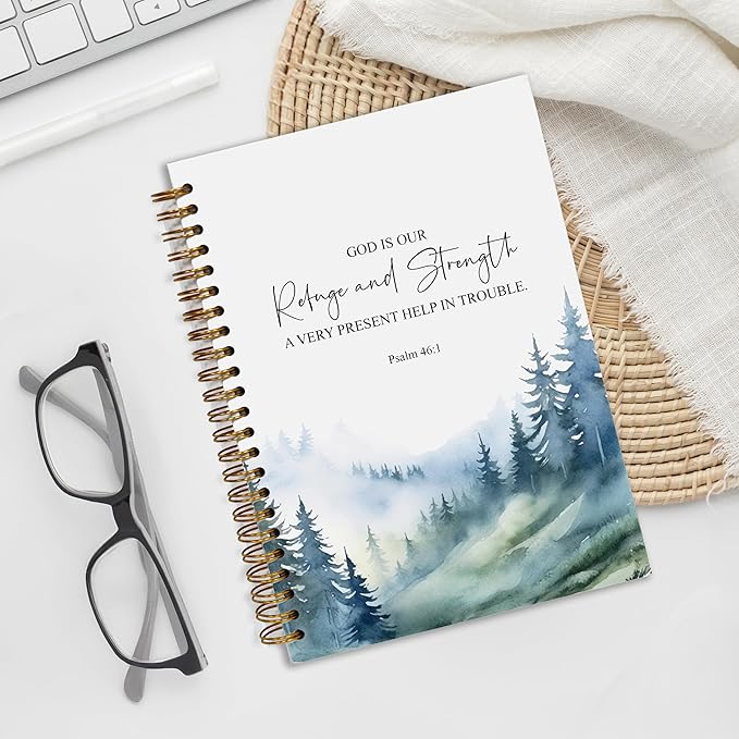 Bible Notebook, A5 Spiral Christian Journal with Floral Pink Butterfly Notebook, Bible Verse-God Says You Are, Inspirational Notebooks for Women, Bible Study, Gift for Birthday Christmas