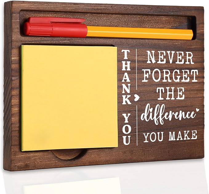 Thank You Desk Organizer Appreciation Gift for Teachers Nurses Healthcare Workers, for Retirement Birthday Farewell New Job Holiday Gifts, Office Stuff Sticky Note Pad Holder Dispenser TBC167