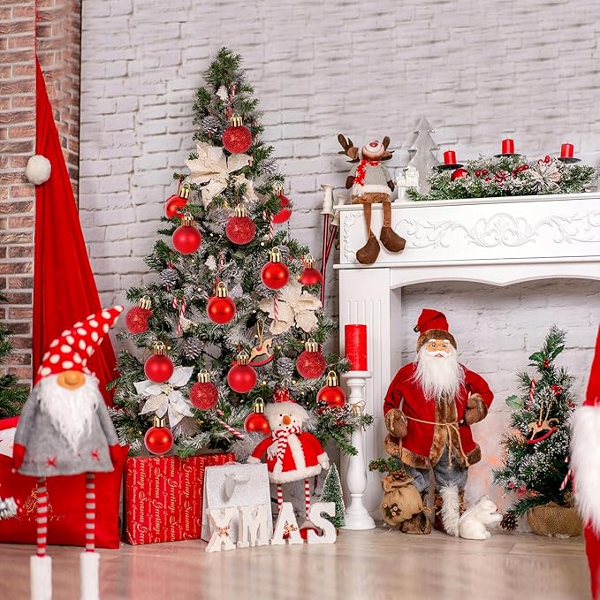30ct Christmas Ball Ornaments, 2.36" Shatterproof Christmas Tree Decorations, Perfect Hanging Ball for Indoor/Outdoor Holiday Party Decor (Red)