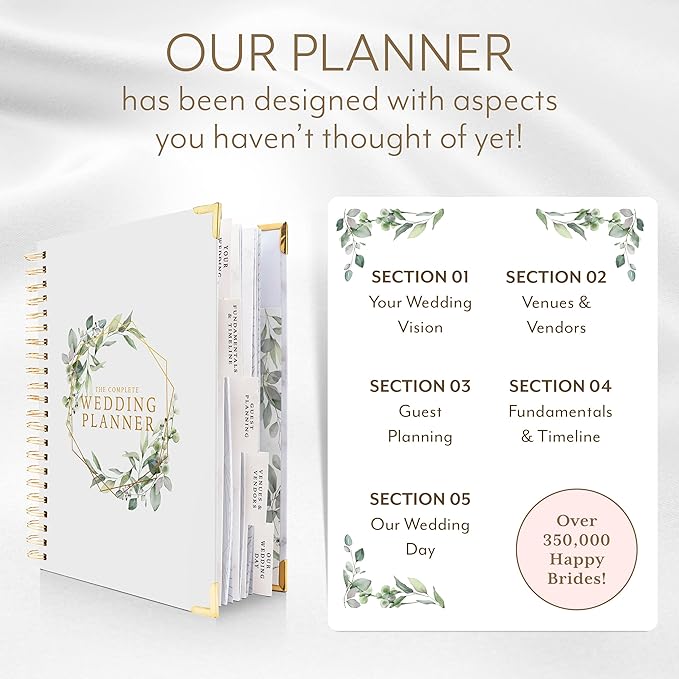 Your Perfect Day Wedding Planner Book and Organizer - Wedding Planner Book - Bridal Planning Binder with Countdown Calendar - Bride Gifts - (FLORAL)