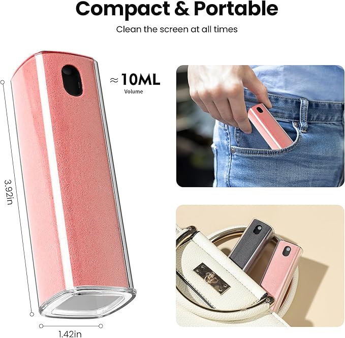 Screen Cleaner Spray and Wipe by ZERNBER- Computer Screen Cleaner, Laptop Screen Cleaner, Phone Cleaner, Car Screen Cleaner, 2in1 Touchscreen Mist Cleaner- (0.3 oz) Purple