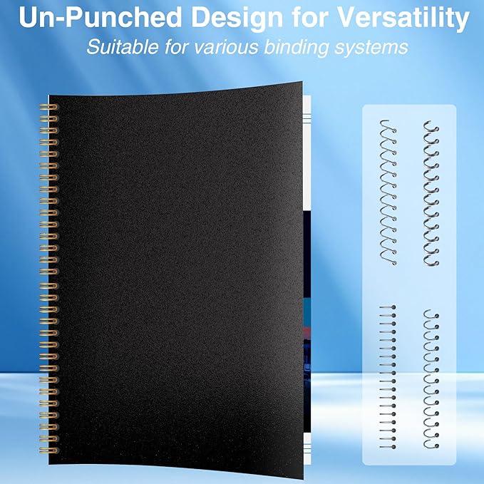 Ndsox 100 Pack 12 Mil Binding Presentation Covers Sand-Textured Polycover Report Covers for Letter Size Document Binding, Business Proposals, 8-1/2 x 11 Inches, Un-Punched, Square Corners, Black