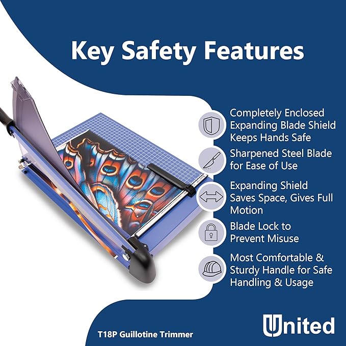 United Office Products T18P Professional Guillotine Paper Trimmer, Sturdy Metal Base, 18" Cut Length, 40 Sheet Capacity, Paper Cutter for Offices, Schools and Crafts