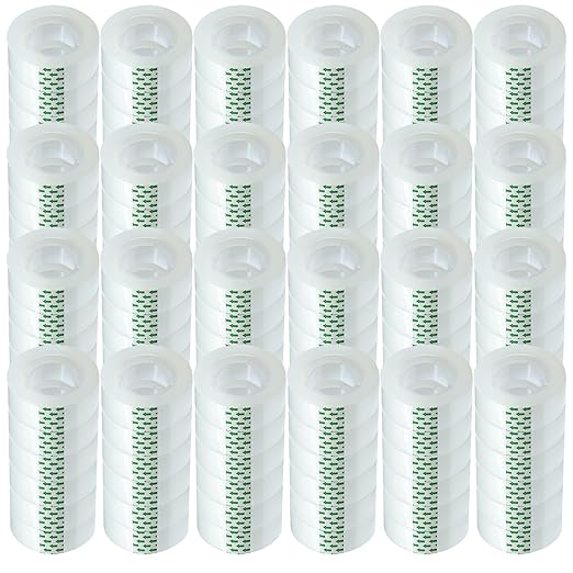 144 Rolls Transparent Tape Refills - 3/4-Inch x 1000 inch, 1 inch Core, Clear Gift Wrapping Tape Refill Roll for Office, Home, School