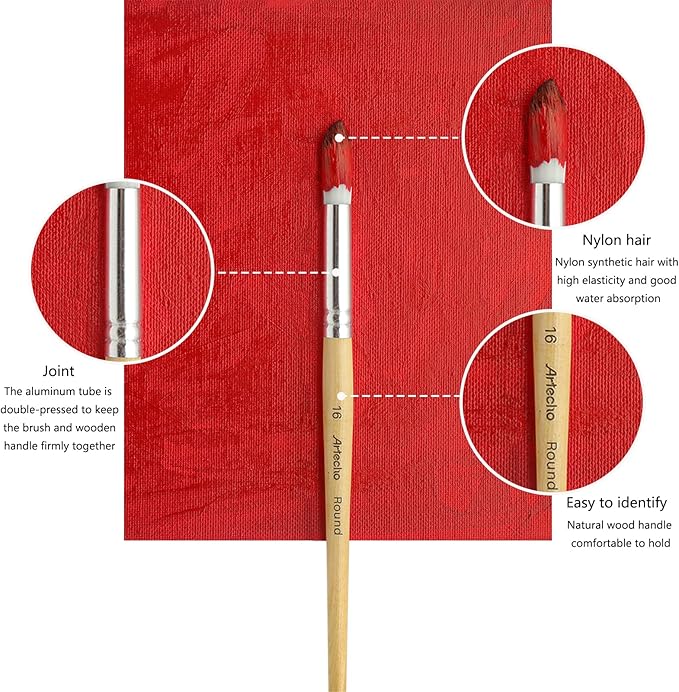 Artecho 24 PCS Paint Brushes for Acrylic Painting, Acrylic Paint Brushes for Oil, Watercolor, Acrylic, Gouache and Canvas Painting