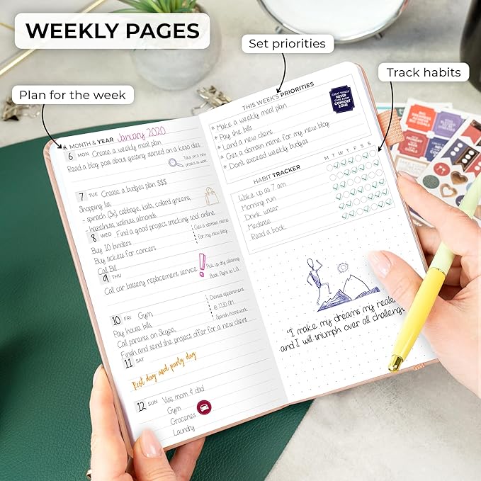 Clever Fox Pocket Planner Weekly – Undated Monthly Goal Planner and Calendar, Mini Planner Perfect for Purse, 3.7x6.7" (Rose Gold)