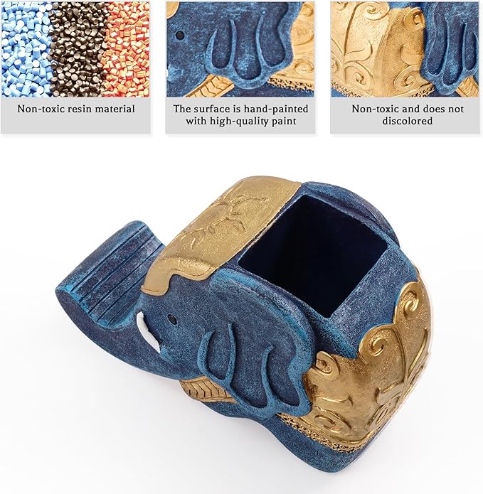 MOKANI Elephant Pencil Holder with Phone Stand, Elephant Gifts for Women Multifunctional Pen Holder Office Desk Organizer Desk Accessories Desk Decor Decorations Thanksgiving Christmas Gifts